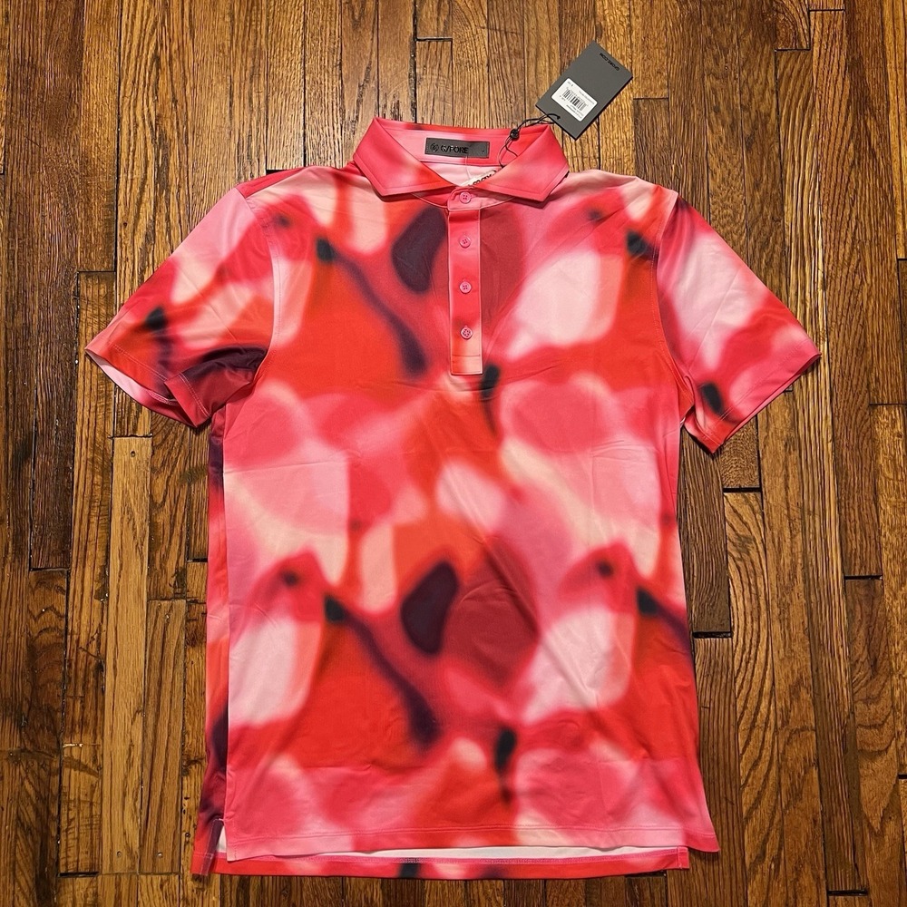 G/FORE Men's Polo Shirt Allover Short Sleeve Size Small Red NWT
